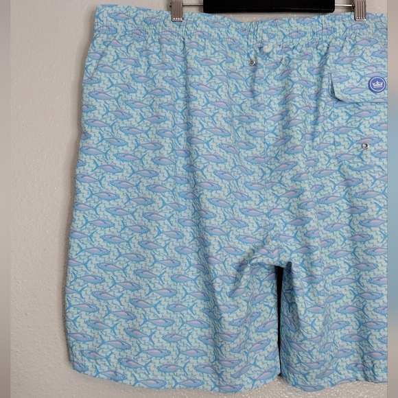 Peter Millar Blue Aquatic Fish Print Elastic Waistband Board Shorts Sz XXL - Picture 5 of 15